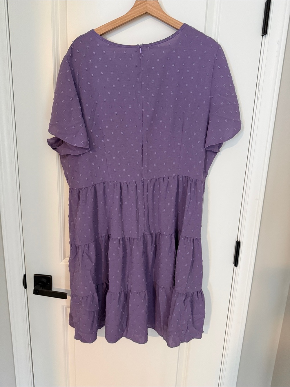 SHEIN Lavender Tiered Flutter-Sleeve Dress - Picture 3 of 3